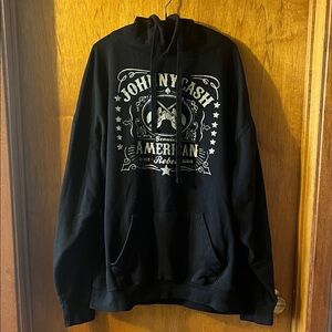 Men’s Black Graphic Hoodie with Johnny Cash Design XL